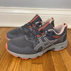 ASICS Gel Venture 8 Shoes Womens Size 8 Gray Coral Mesh Trail Running Sneakers